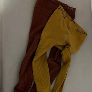 Jeune Brown and Mustard Ribbed Tights